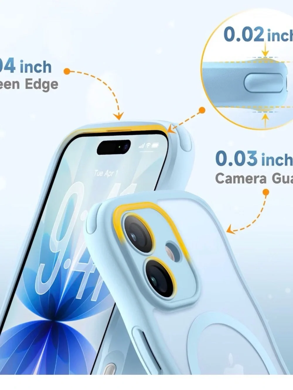 Light Blue Magnetic Protective Phone Case for iPhone 17 NEW